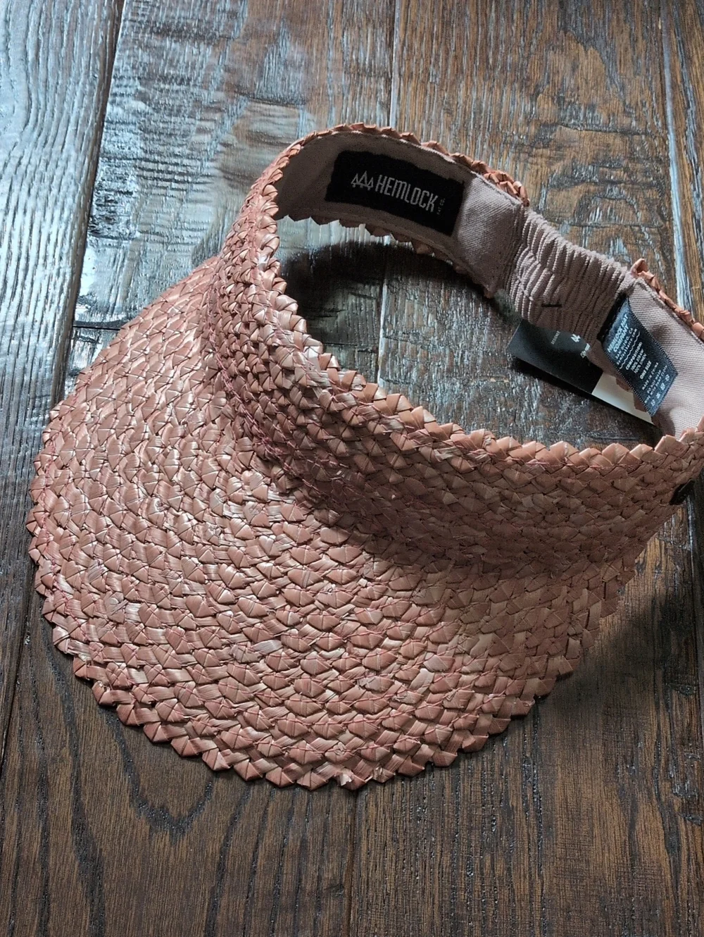 HEMLOCK I NWT Premium  Woven Wheat Straw Capri Visor in Rose Pink, one size